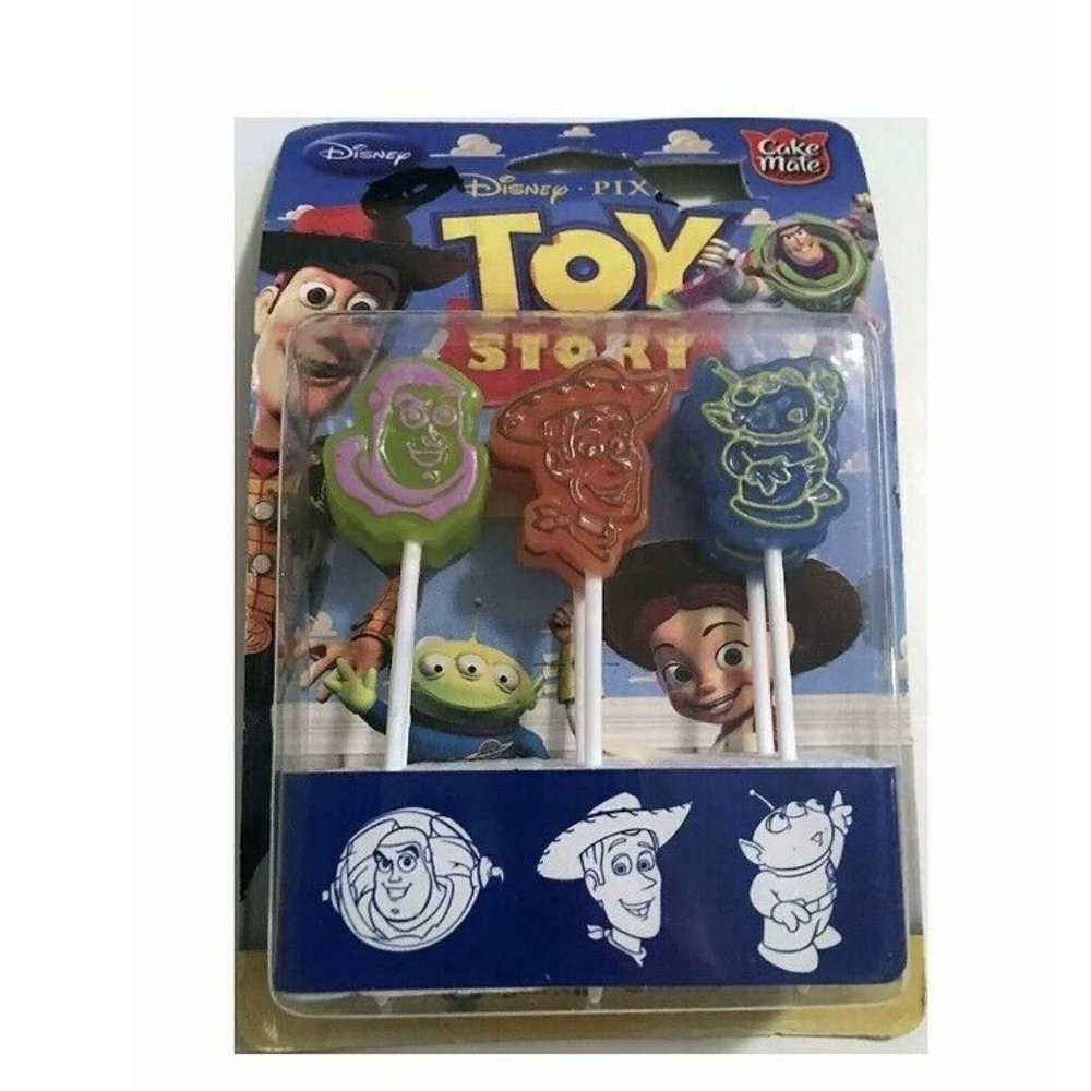 Cake Mate Toy Story Birthday Candles 3 ct Buzz Woody Alien Kids NWT Cake Topper
